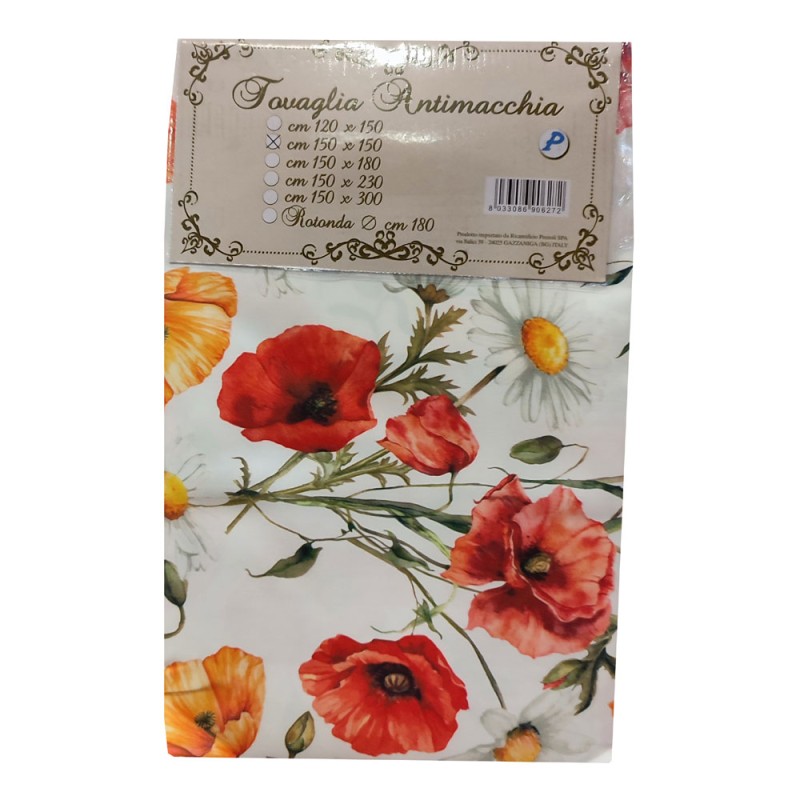 Tovaglia antimacchia con papaveri e margherite (misure varie)