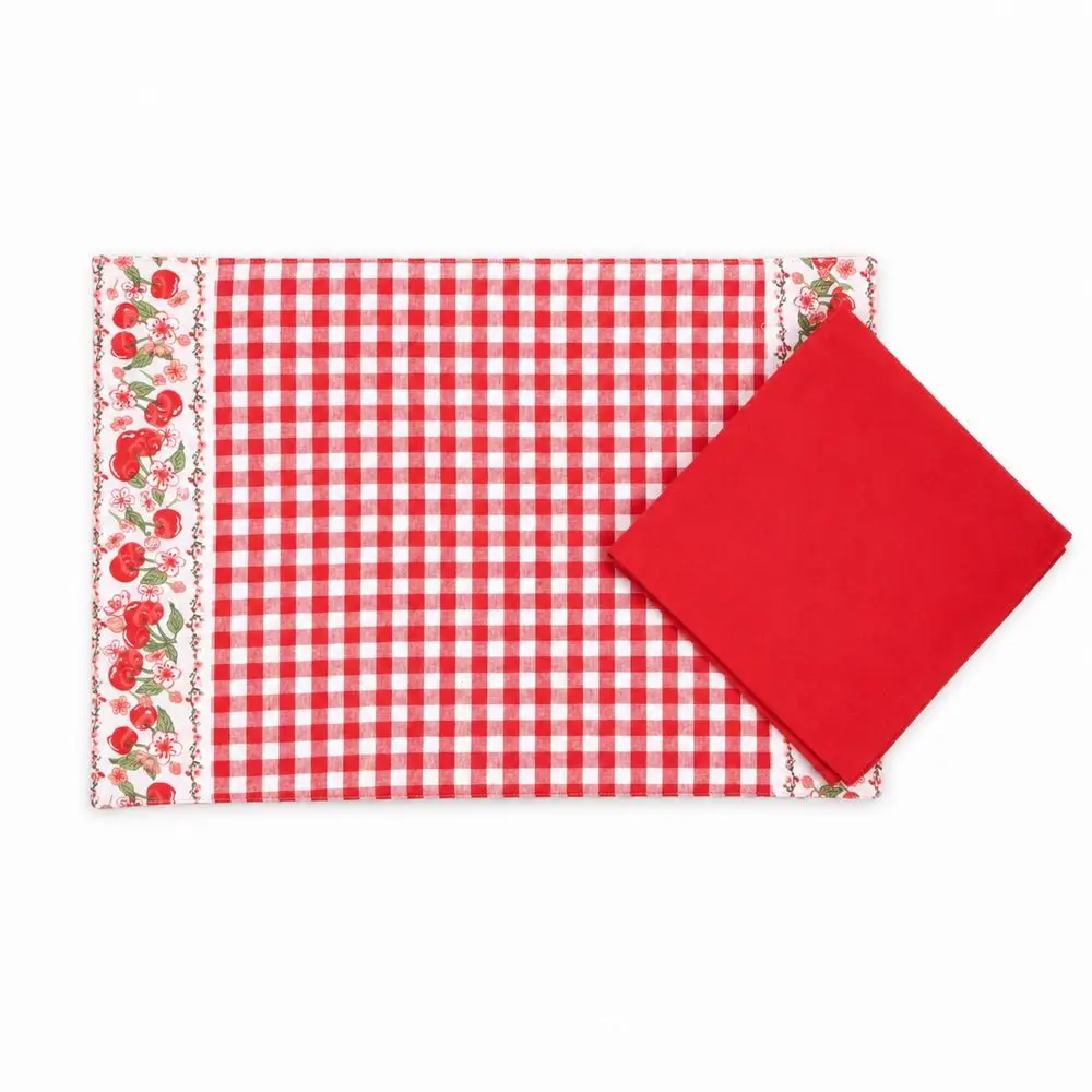 Set tovaglietta americana con tovagliolo Ciliegie