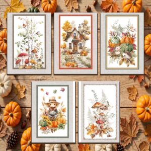 Set 5 strofinacci stampa digitale Autumn