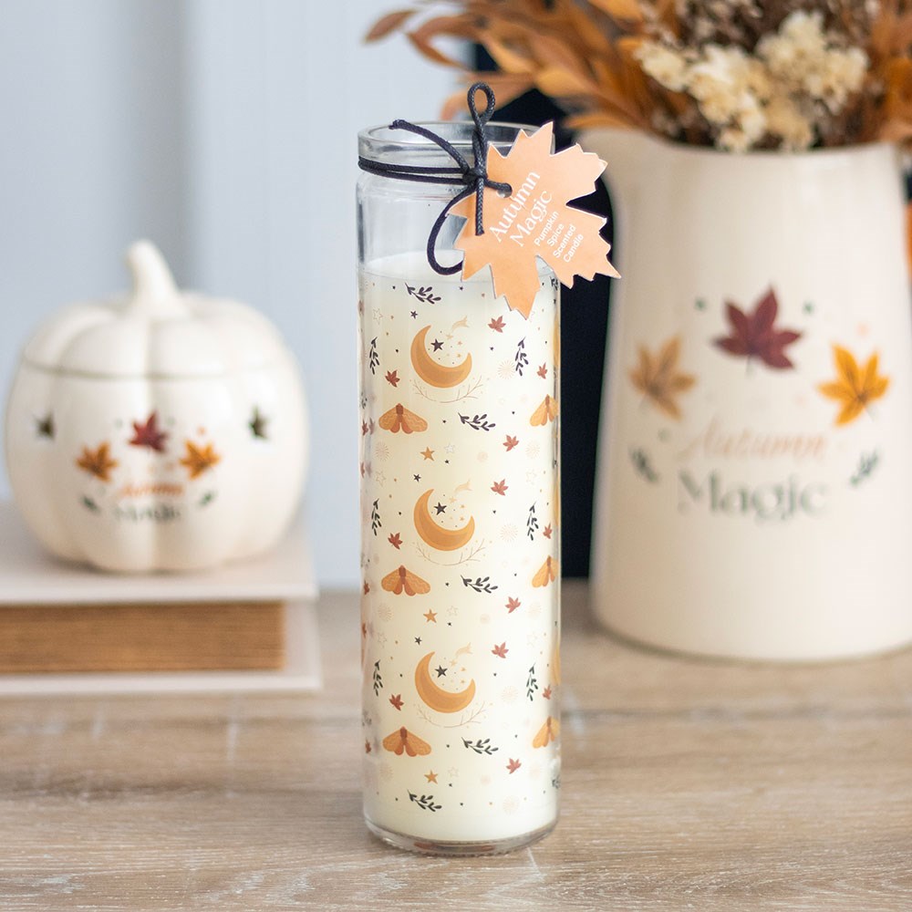 Candela tubolare Pumpkin Spice con lune - immagine 2