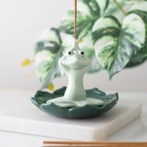 Porta bastoncini incenso rana yoga in ceramica
